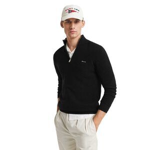 Gant Mens Cotton Pique Half Zip Fleece / Black